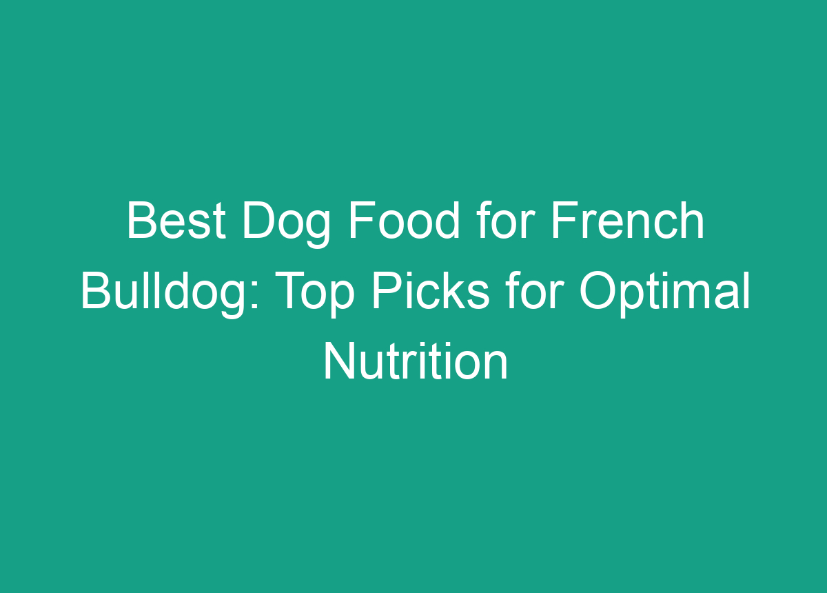 Best Dog Food For French Bulldog Top Picks For Optimal Nutrition