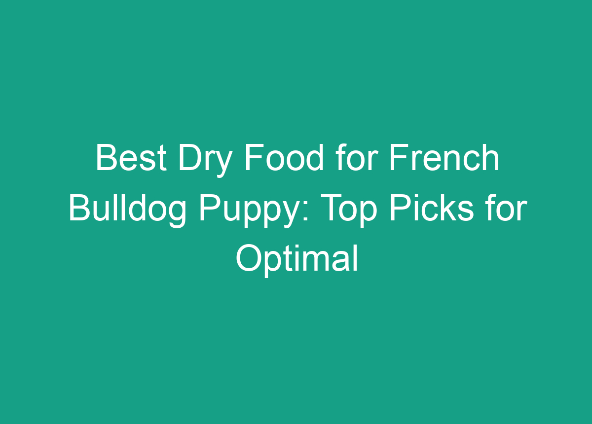 Best Dry Food For French Bulldog Puppy Top Picks For Optimal Nutrition