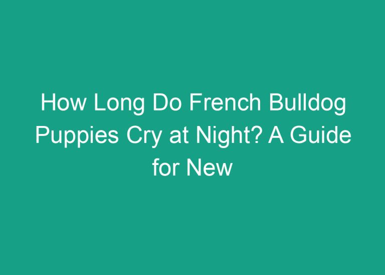 How Long Do French Bulldog Puppies Cry at Night? A Guide for New Owners