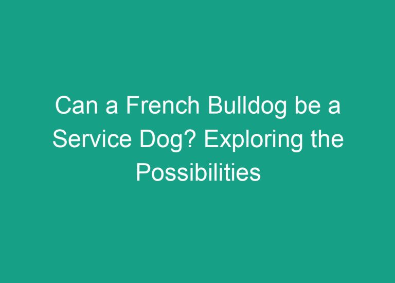 Can a French Bulldog be a Service Dog? Exploring the Possibilities