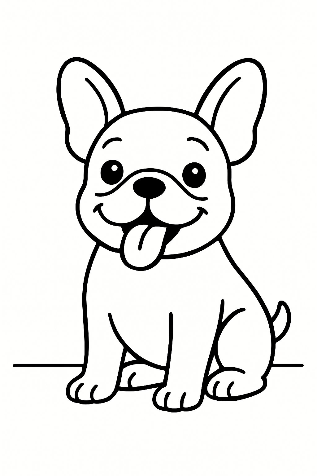 A playful French Bulldog sitting and looking forward.