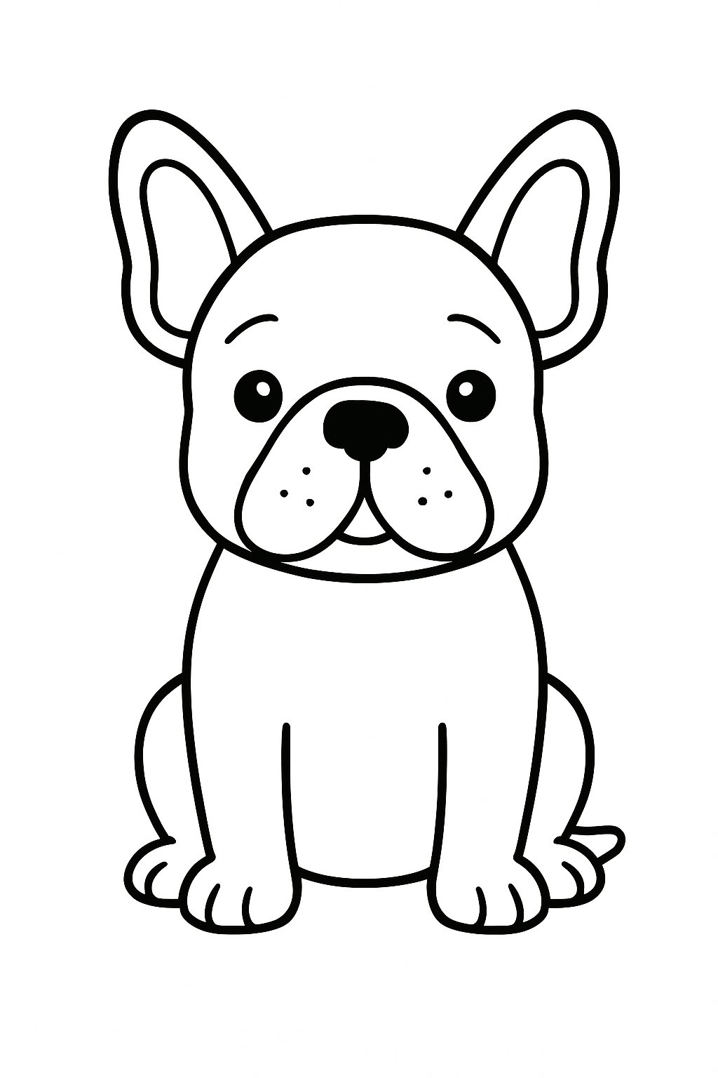 A centered outline of a French Bulldog sitting and facing forward.