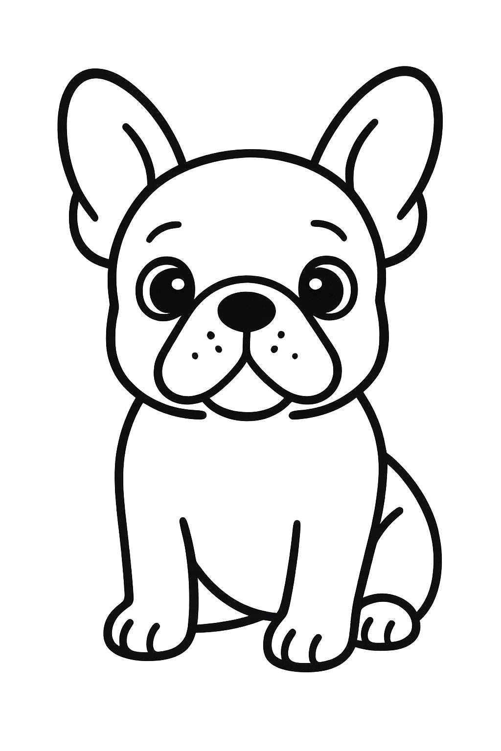 A sitting French bulldog with large ears and expressive eyes.
