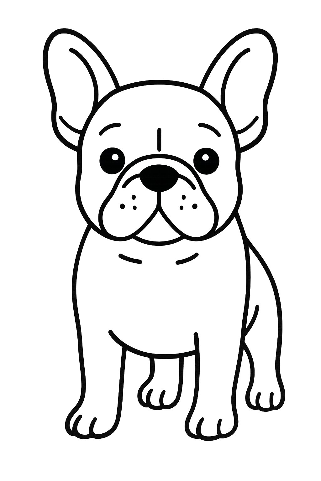 A full body illustration of a French Bulldog standing.