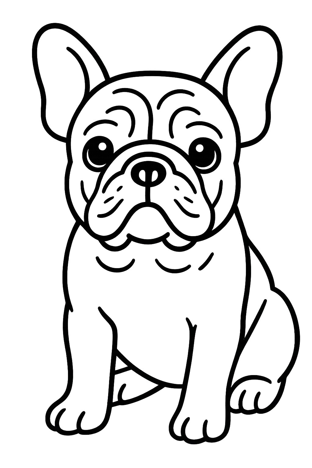 A single French Bulldog with a wrinkled face looking forward.