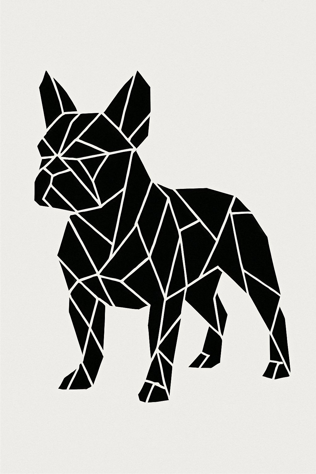 Outline of a French Bulldog formed by sharp geometric shapes creating a clear silhouette.