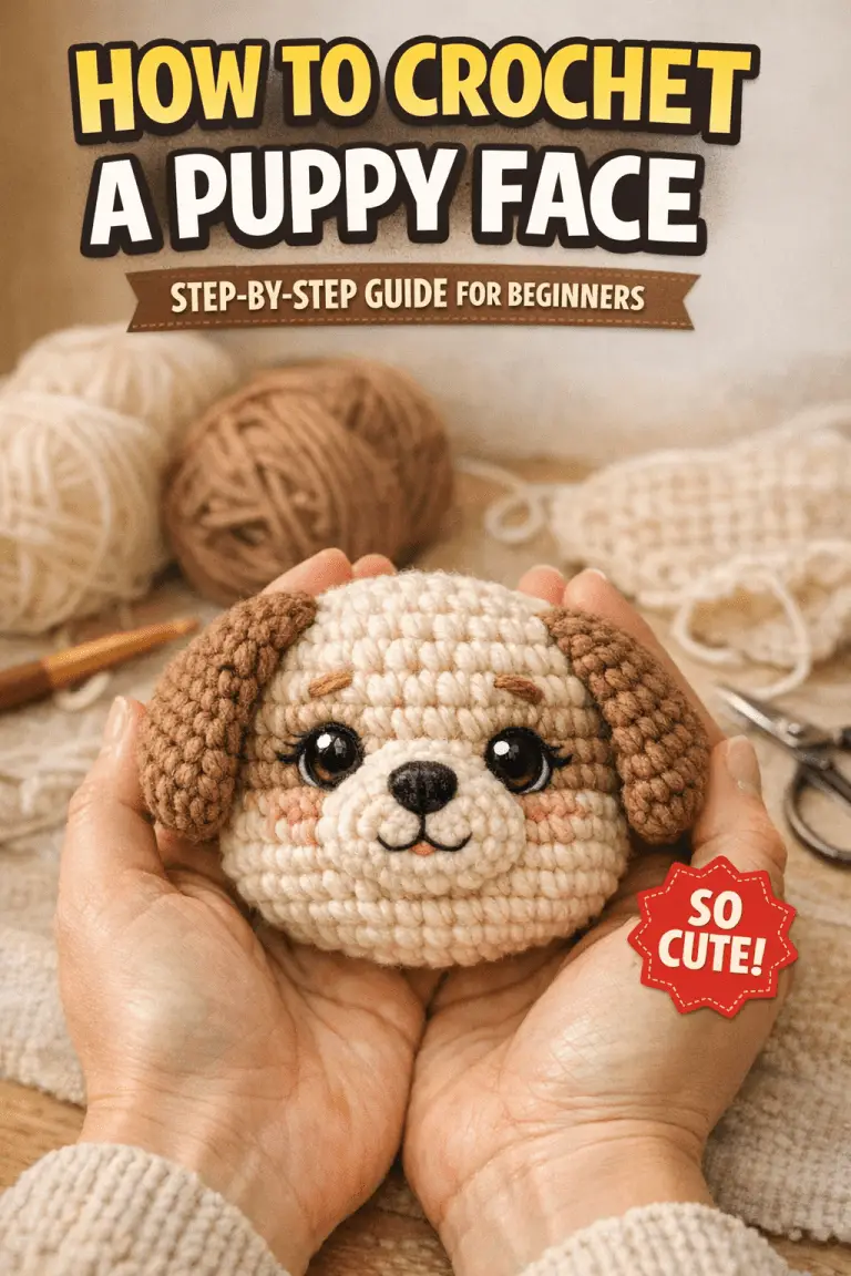 How To Crochet A Puppy Face for Beginners Step-by-Step