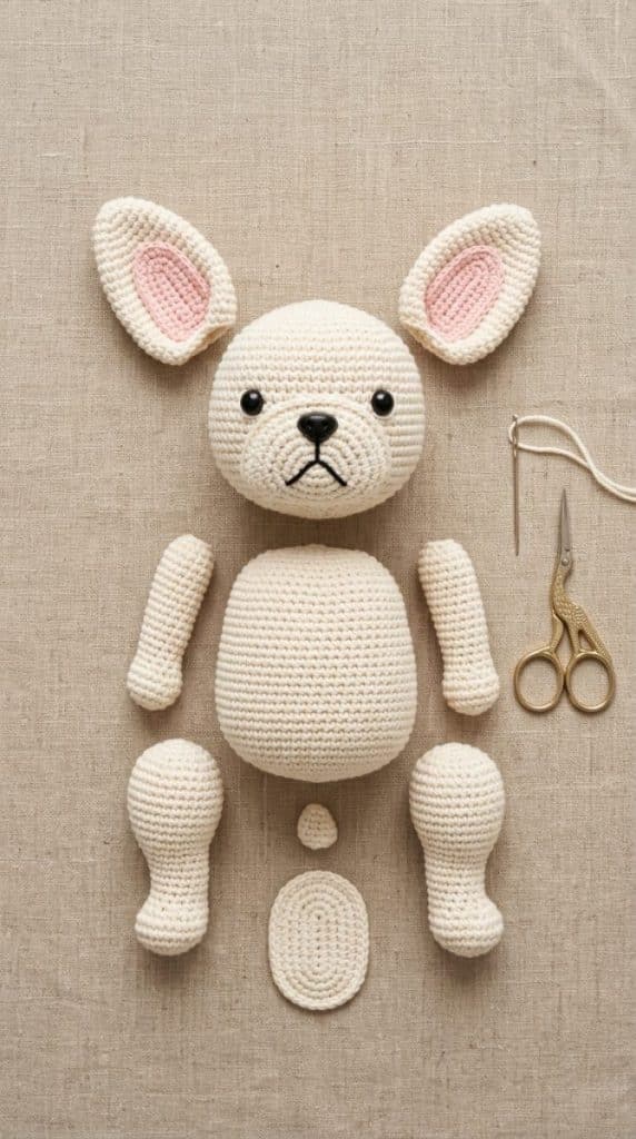 FREE French Bulldog Amigurumi Crochet Pattern (Step By Step Instructions)