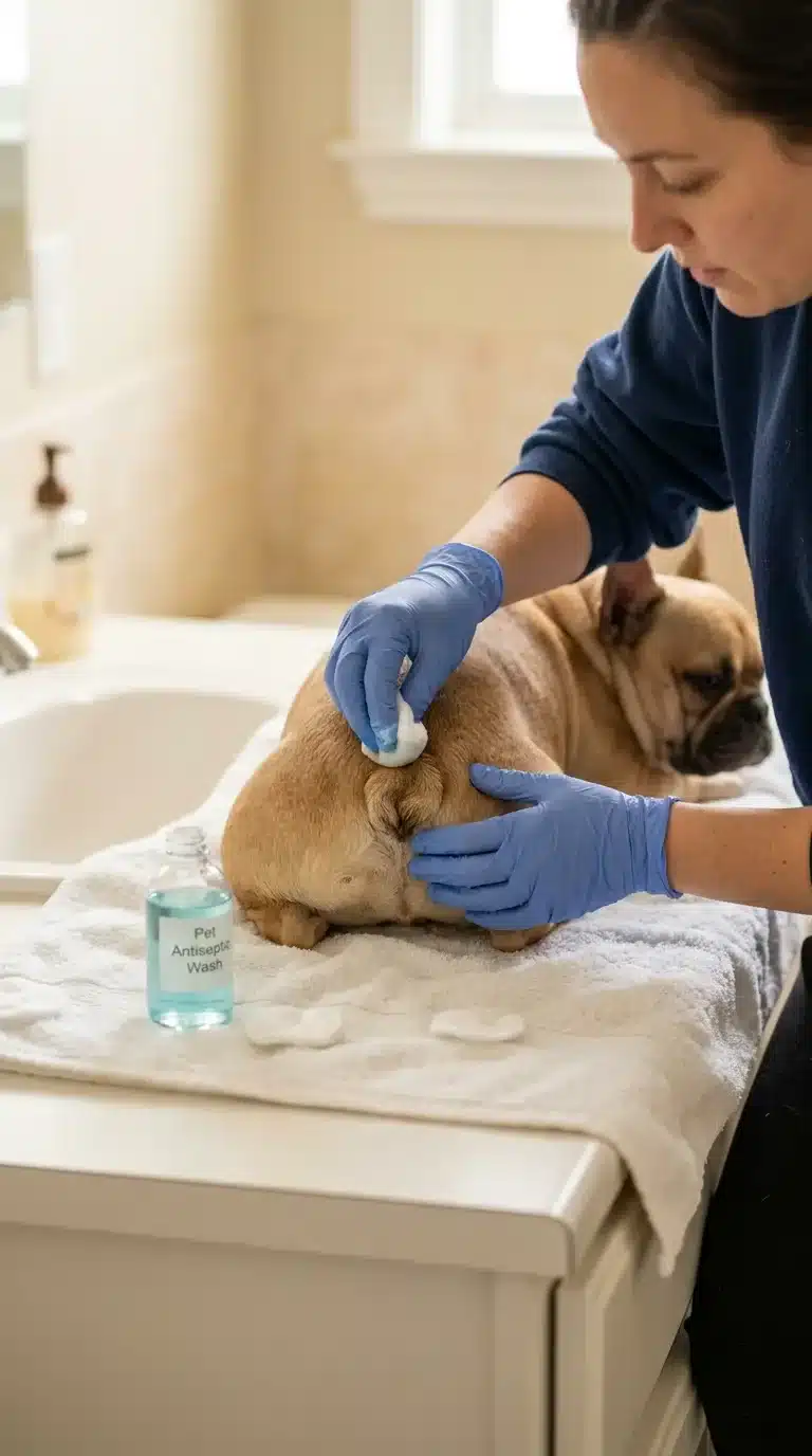 How Do You Clean an Irritated French Bulldog Tail Pocket at Home?
